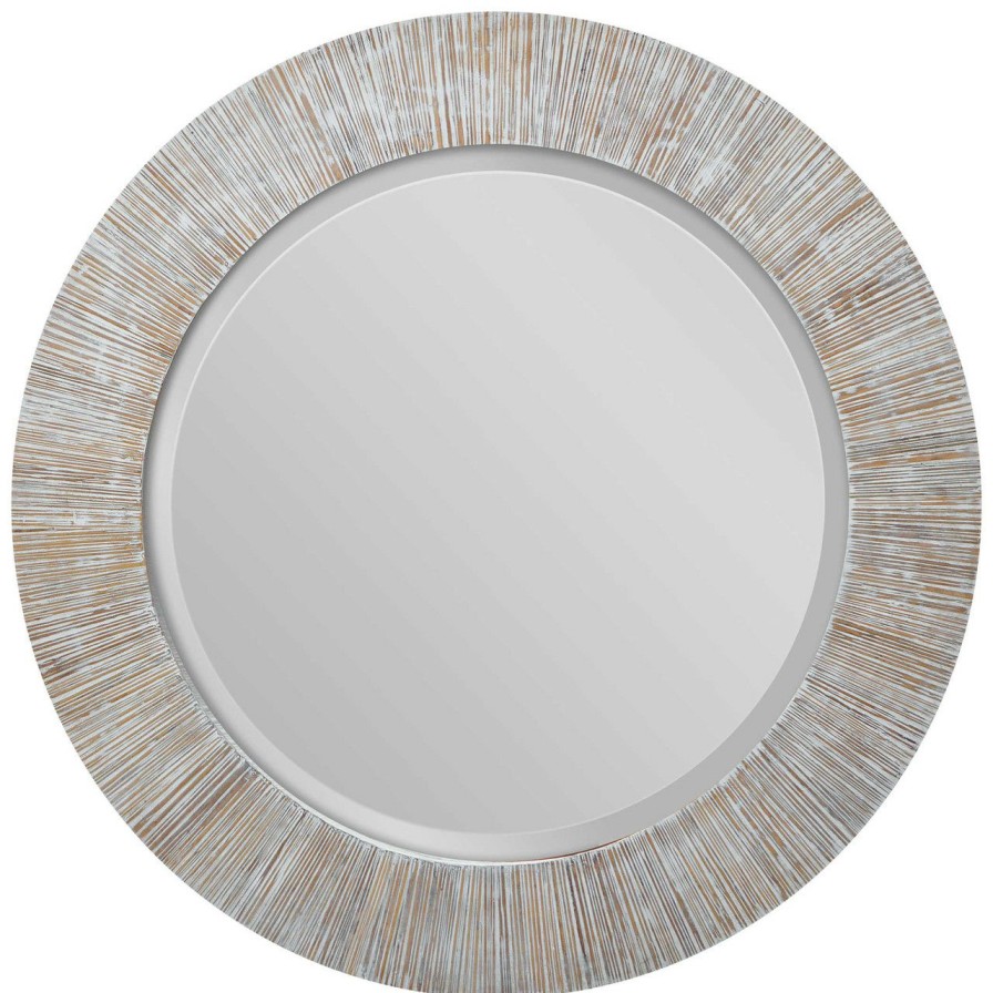 All Decor * | Madison Whitewash Large Round Mirror Reliable Quality