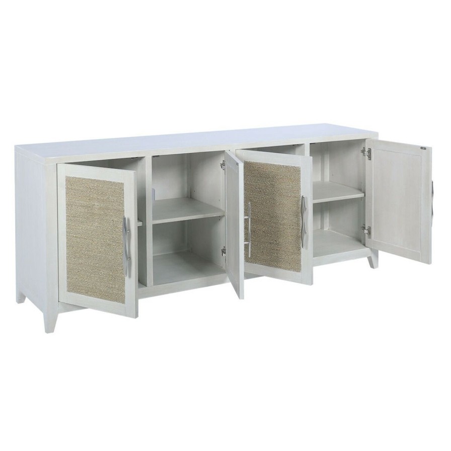 All Decor * | La Jolla Cream-White Credenza With Seagrass Good Quality