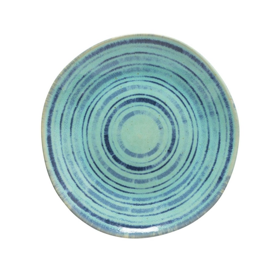 Tabletop * | Nantucket Aqua Blue Small Stripes Salad Plate Classical