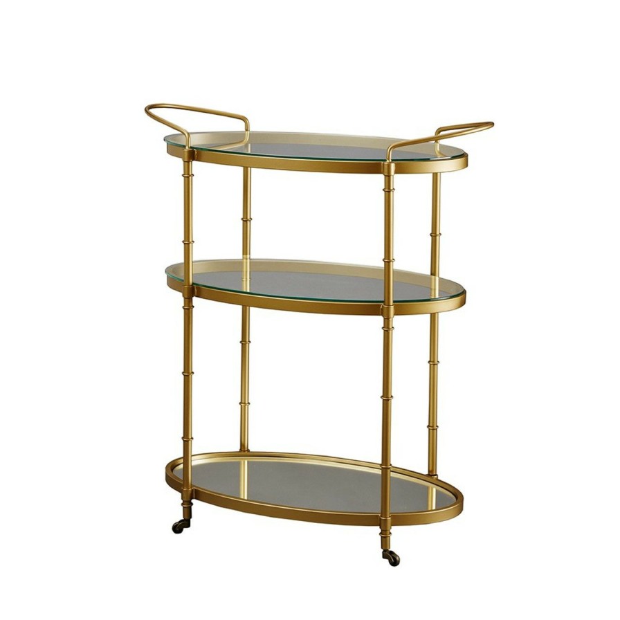 All Decor * | Lauren Gold And Glass Bar Cart Outlet Sale