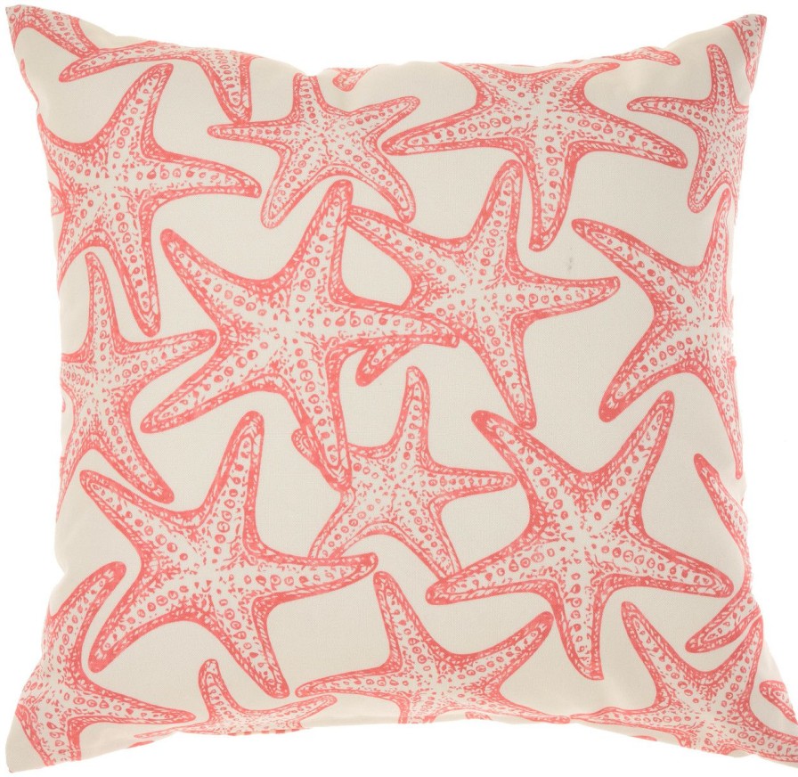 All Decor * | Starfish And Wave Coral Indoor-Outdoor Throw Pillow Fire Sale