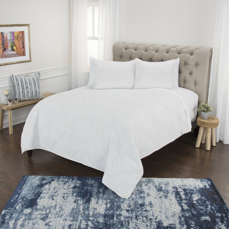 Bed & Bath * | Simpson White 3-Piece King Size Quilted Set Limit Offer