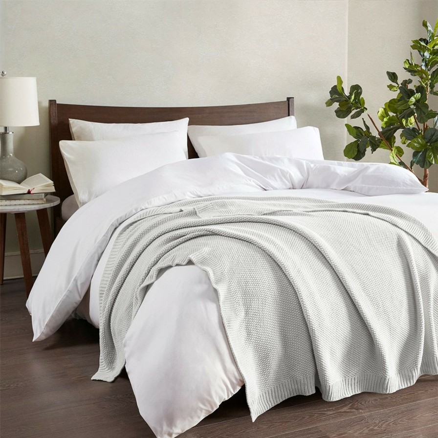 Bed & Bath * | Bree Mist Grey Knit Throw Large Choice