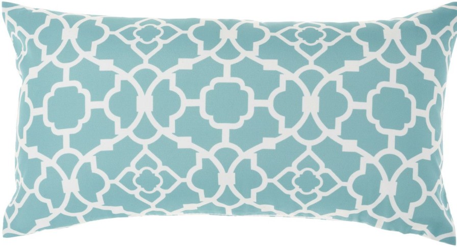 All Decor * | Waverly Lattice 12 21 Turquoise Indoor-Outdoor Throw Pillow Best Price