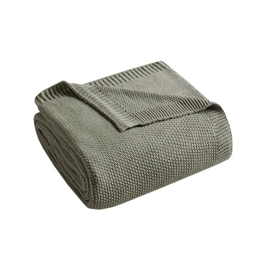 Bed & Bath * | Bree Charcoal Grey Knit Throw Top Selling