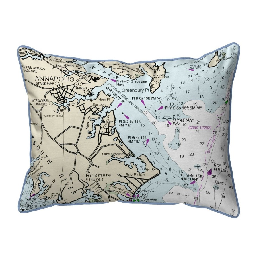 All Decor * | Annapolis, Md Nautical Map 20 X 24 Pillow Hot Sale