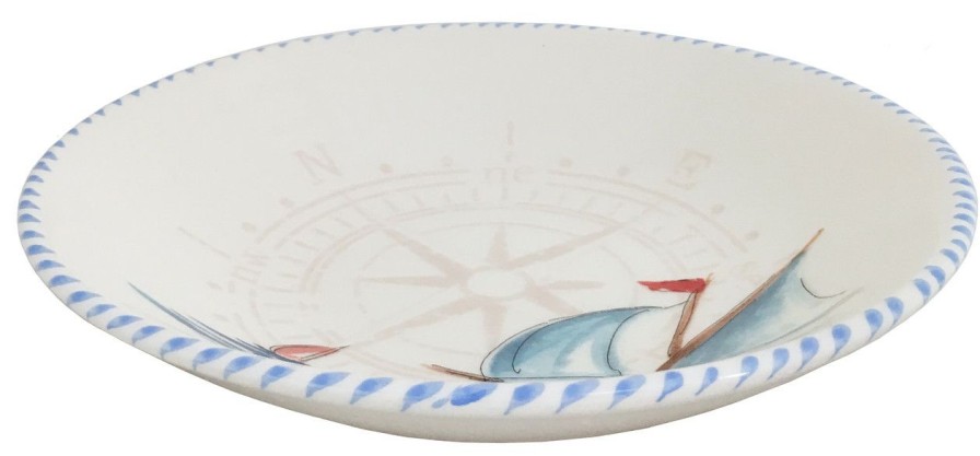 All Decor * | Hand Painted Sailboat Pasta Bowls- Set Of 6 Best Sale