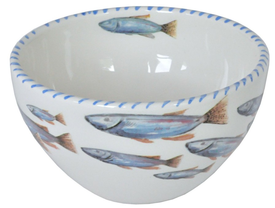 All Decor * | Blue School Of Fish Dessert Or Salad Bowls Set Of Two Classical