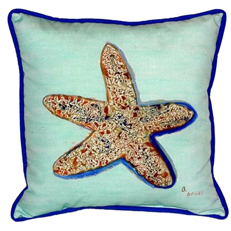 Outdoor * | Teal Whimsical Starfish Pillow Outlet