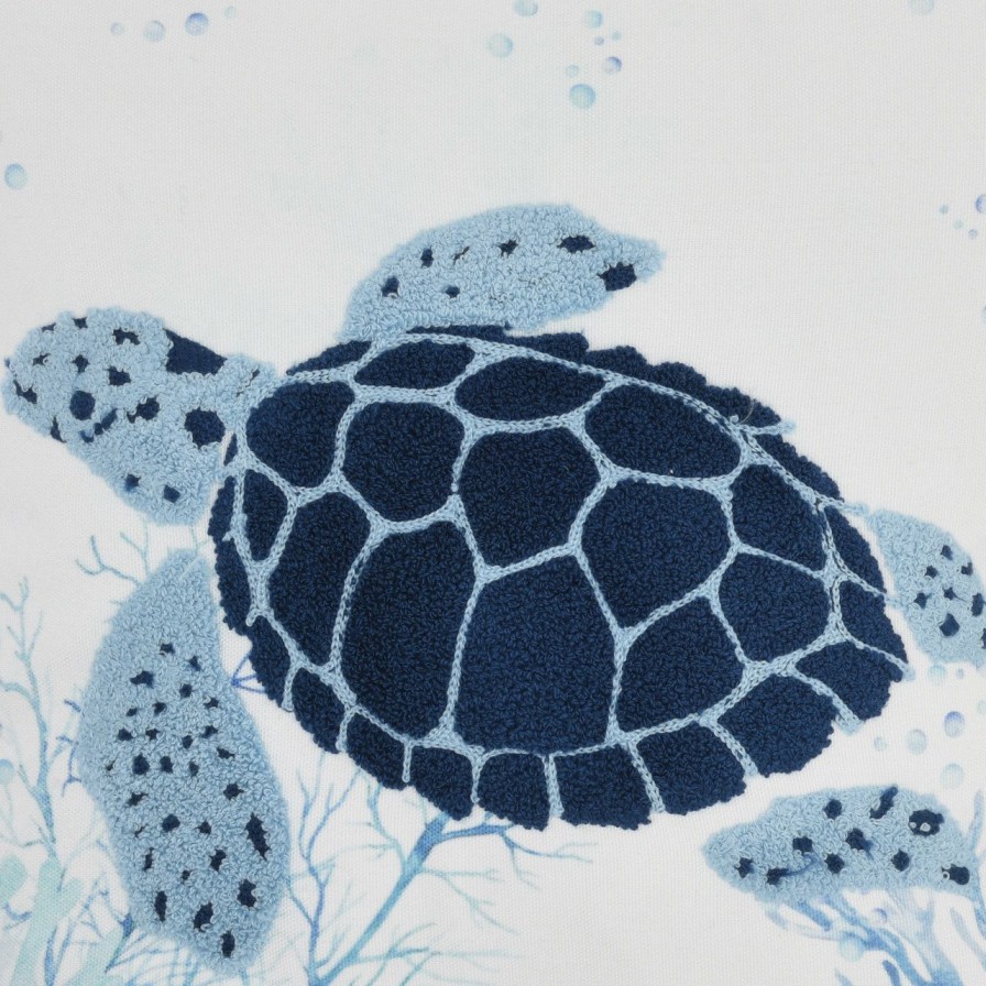 All Decor * | Soft Embroidered Sea Turtle Navy Throw Pillow Best Price