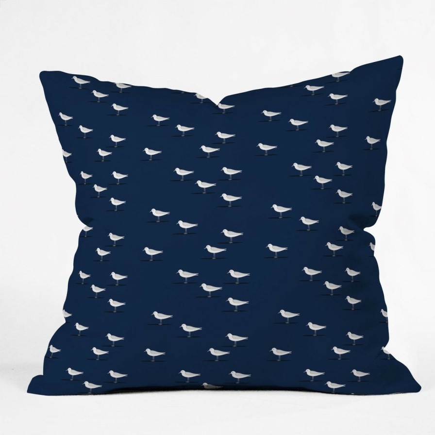 All Decor * | Sand Pipers On Navy Outdoor Throw Pillow Best Price