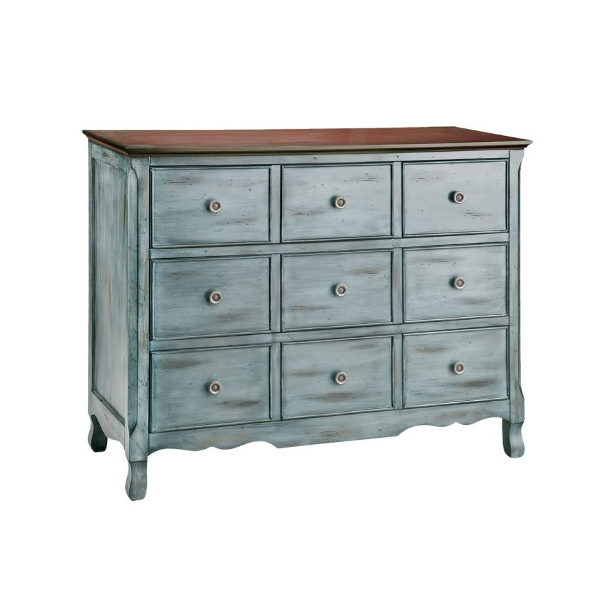 Furniture * | Harstene 3-Drawer Chest In Moonstone Blue Limit Offer