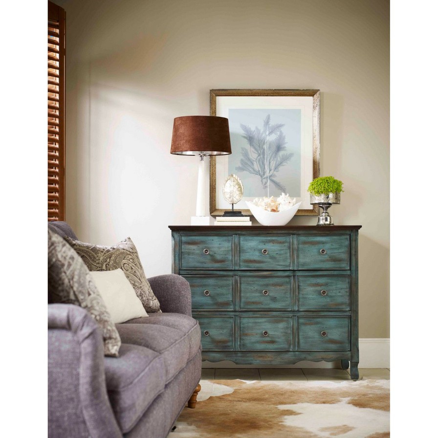 Furniture * | Harstene 3-Drawer Chest In Moonstone Blue Limit Offer