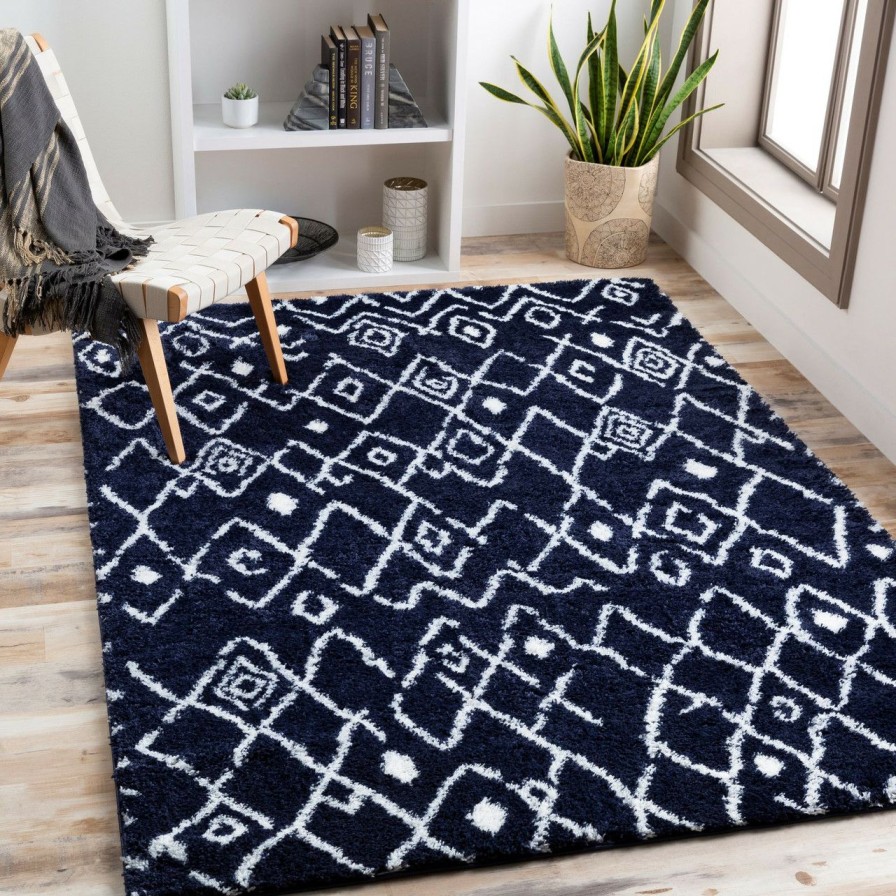 Rugs * | Illahee Navy Boho Shag Rug Official