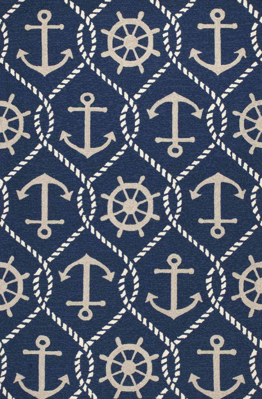 All Decor * | Navy Blue Rope And Anchor Marina Area Rug Reliable Quality