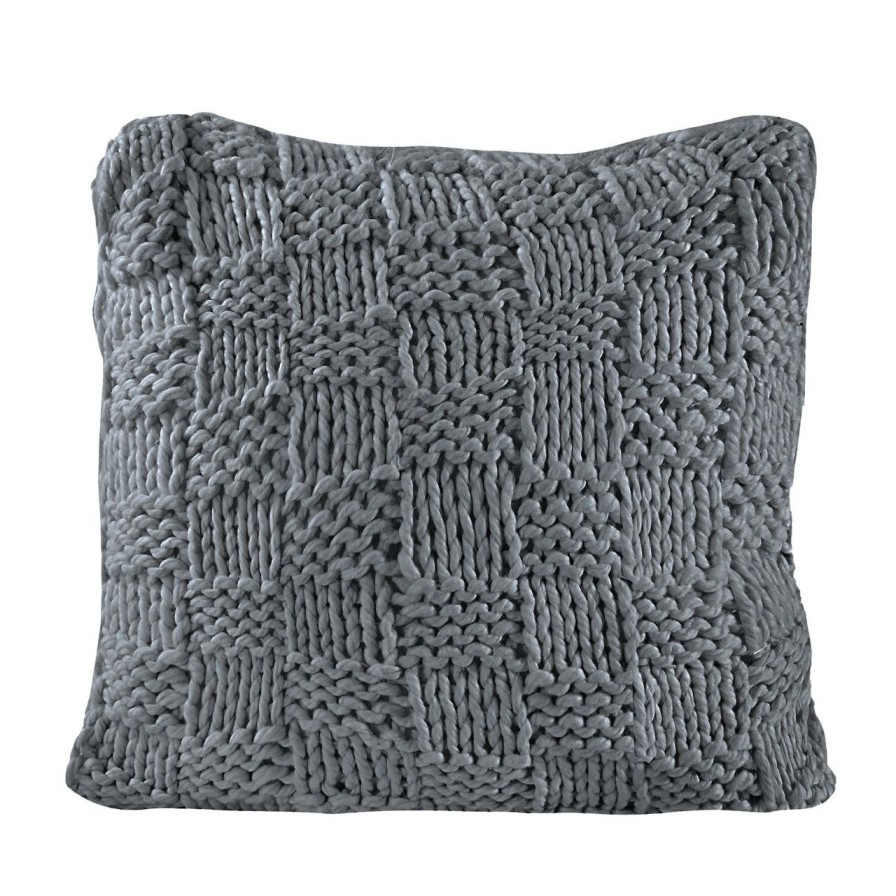 Bed & Bath * | Slate Blue Chess Knit Euro Sham Top Selling