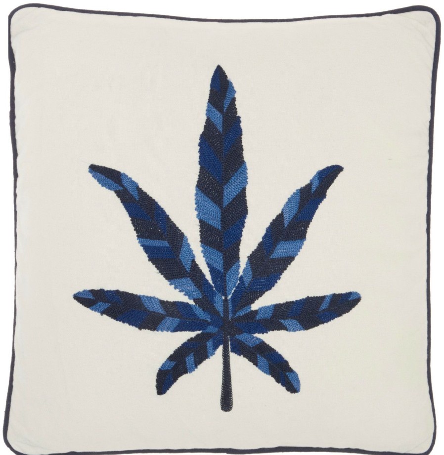 All Decor * | Royal Palm Maple Leaf Indigo Throw Pillow Hot Sale