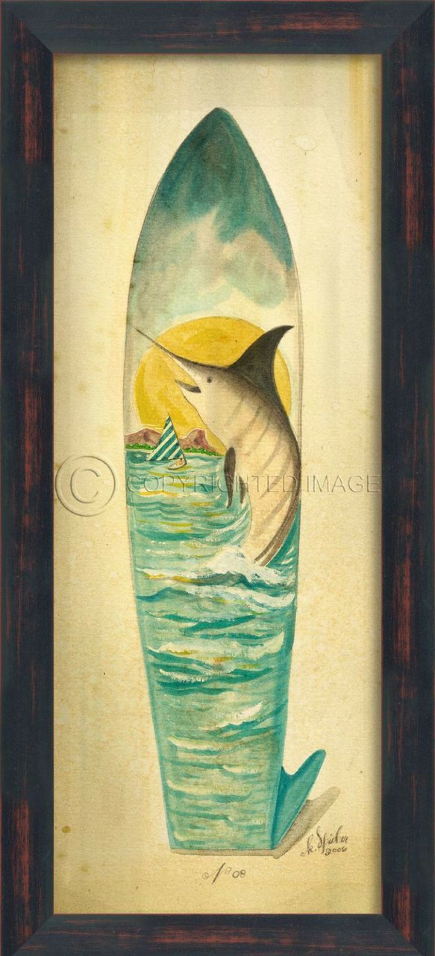 Mirrors & Art * | Large Marlin Image Surfboard Art Cheap Online