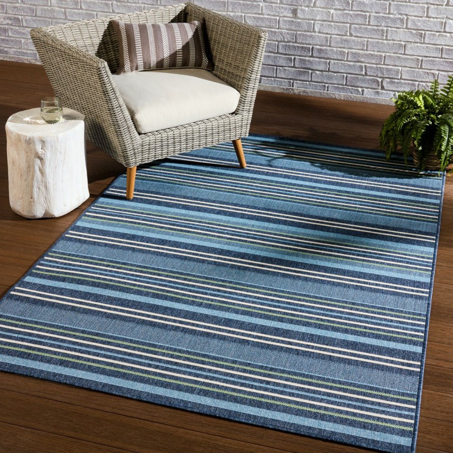 Rugs * | Elara Coastal Stripes Rug Outlet Sale