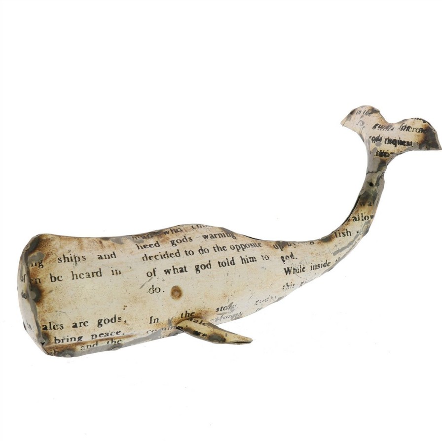 All Decor * | Upcycled Small White Metal Whale Official