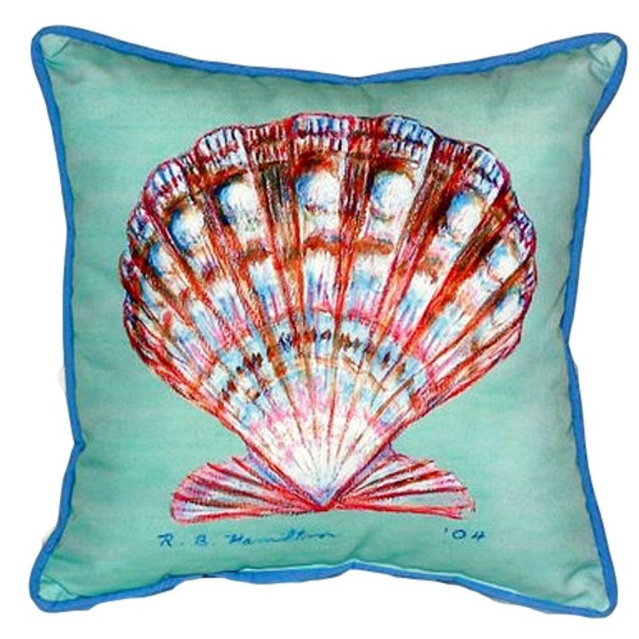 Outdoor * | Teal Scallop Shell Pillow Best Quality