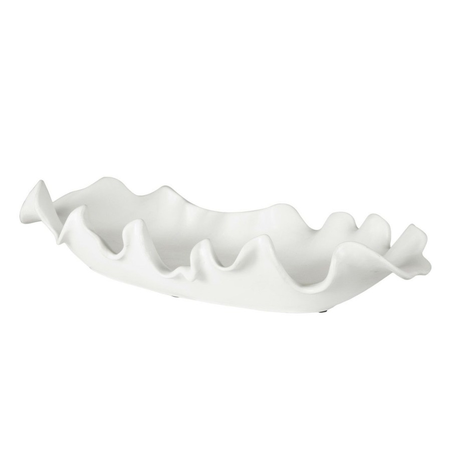 Decor * | Ruffled Feathers Modern White Bowl Classical