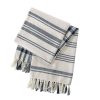 Bed & Bath * | Encinitas Ink Blue Striped Woven Throw Crazy Deals