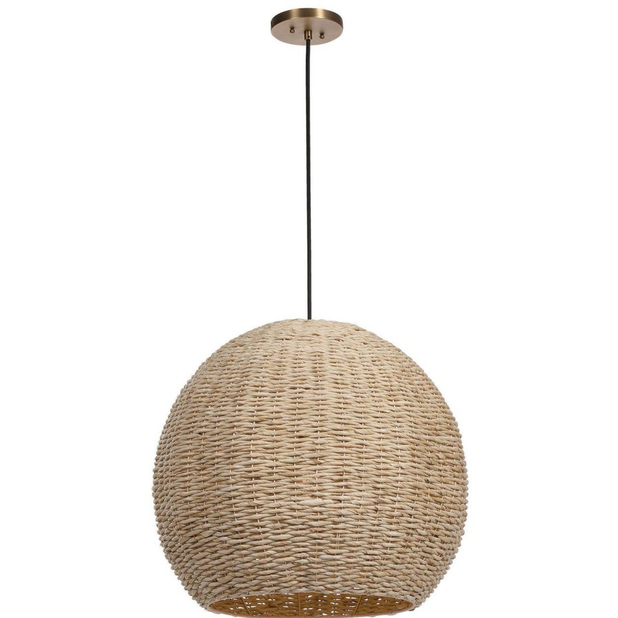 All Decor * | Seagrass Woven 1-Light Dome Pendant Official