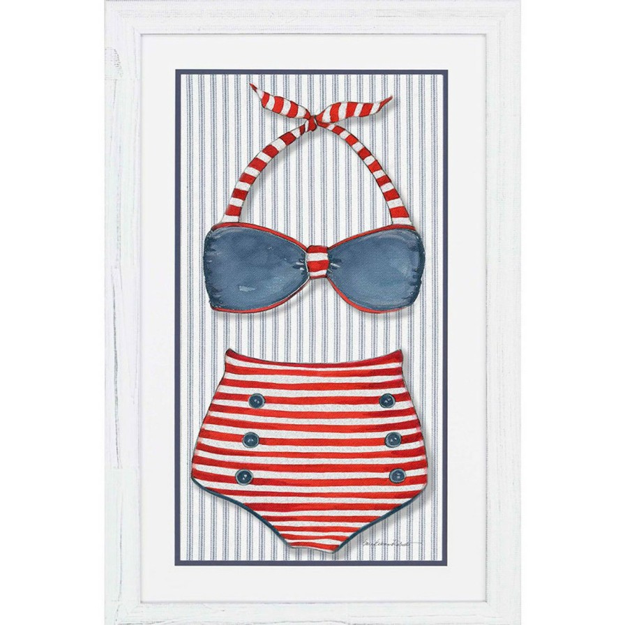 Mirrors & Art * | Vintage Red Striped Swimsuit No.1 Image Large Choice