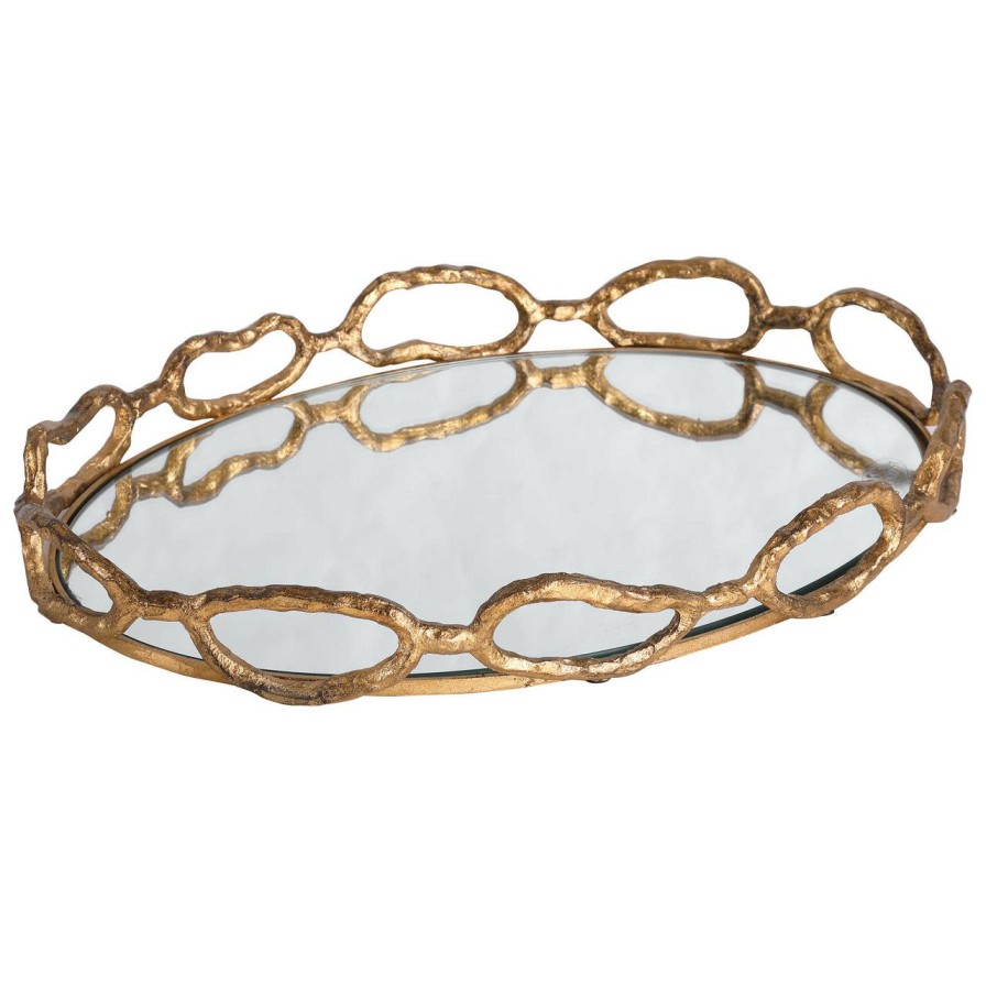 Decor * | Gold Cable Chain Luxe Design Tray Best Sale