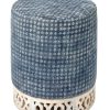 Furniture * | Solana Beach Blue Upholstered Ottoman Top Selling