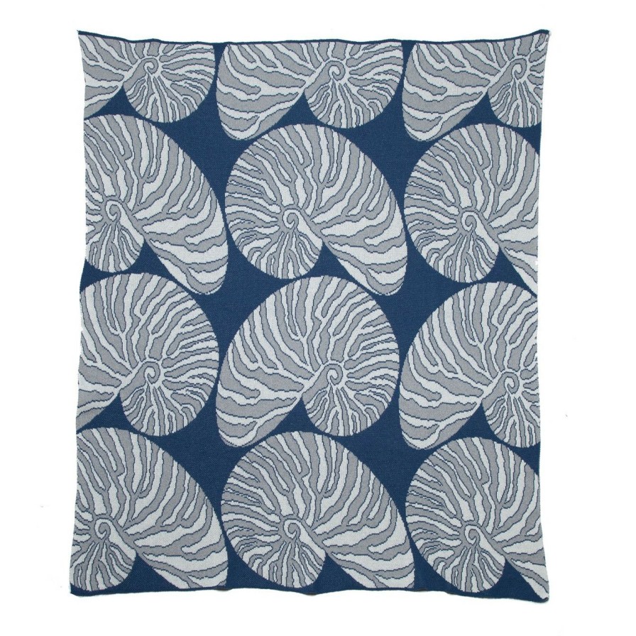 Bed & Bath * | Slate Blue Nautilus Shell Knit Throw Wholesale