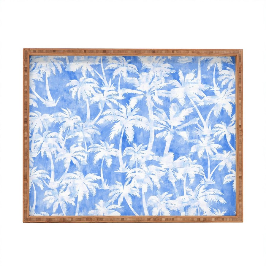 Decor * | Maui Light Blue Palms Serving Tray Large Best Sale