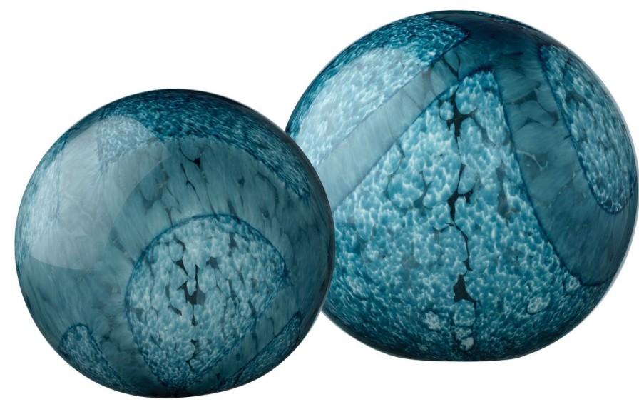 All Decor * | Glass Floats In Indigo Swirl Glass Best Sale