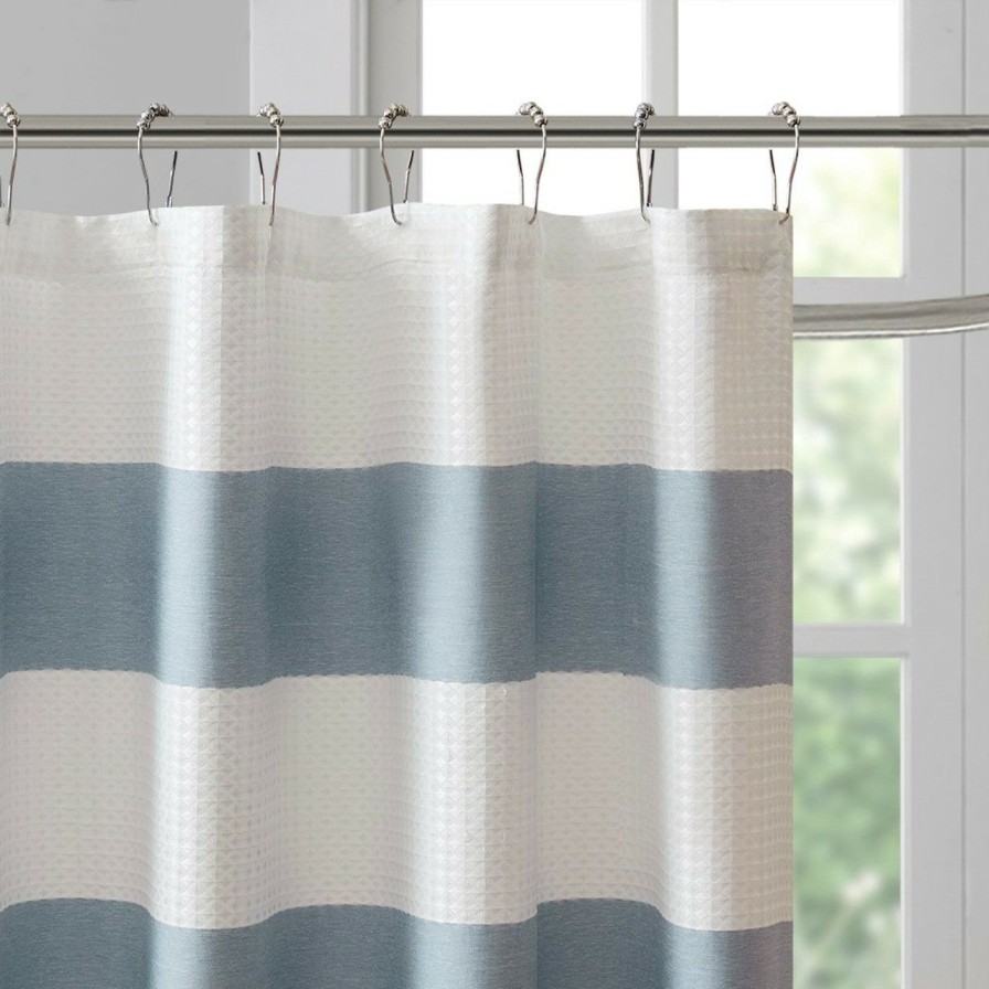 Bed & Bath * | Spa Blue Striped Shower Curtain 72 X 84 Limit Offer