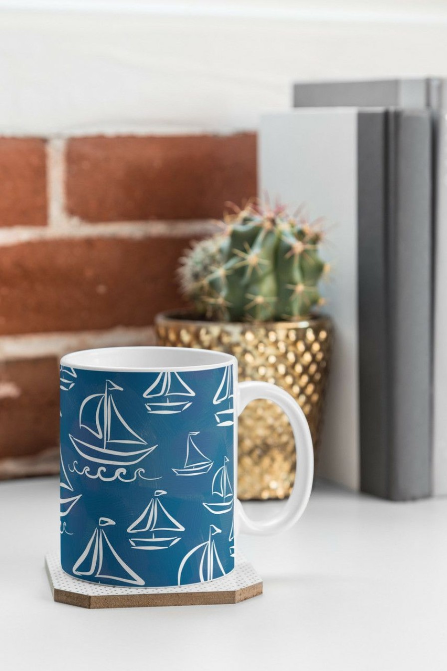 Tabletop * | Sail Away Blue Coffee Mugs -Set Of 4 Best Price