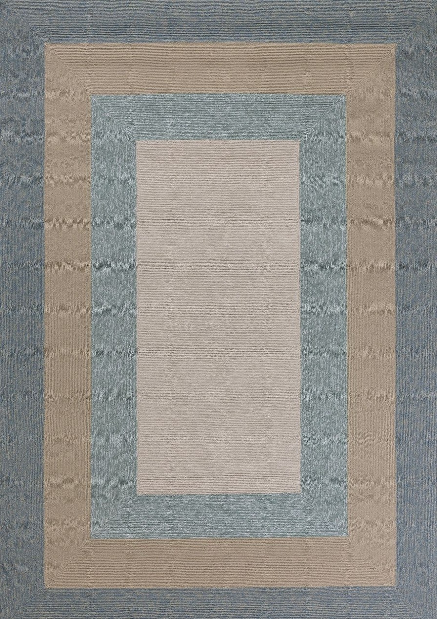 Outdoor * | Hamptons Highview Spa Blue Border Rug Classical