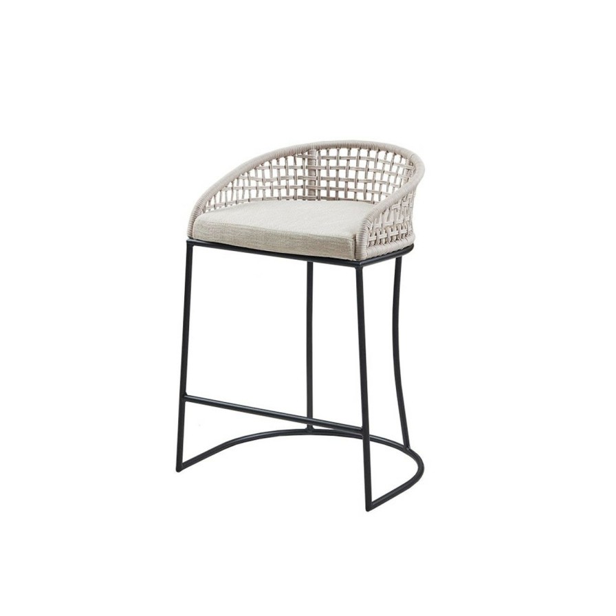 Furniture * | San Clemente White Woven Counter Stool Official