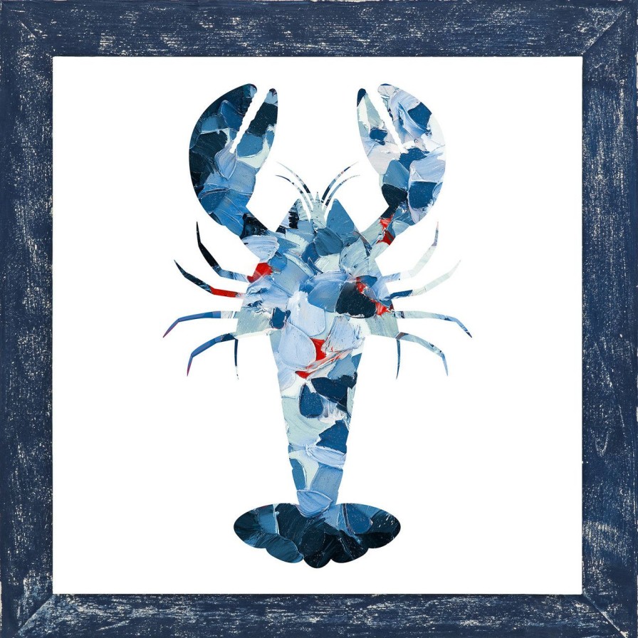 Mirrors & Art * | Nautical Lobster With Navy Distressed Frame Best Sale