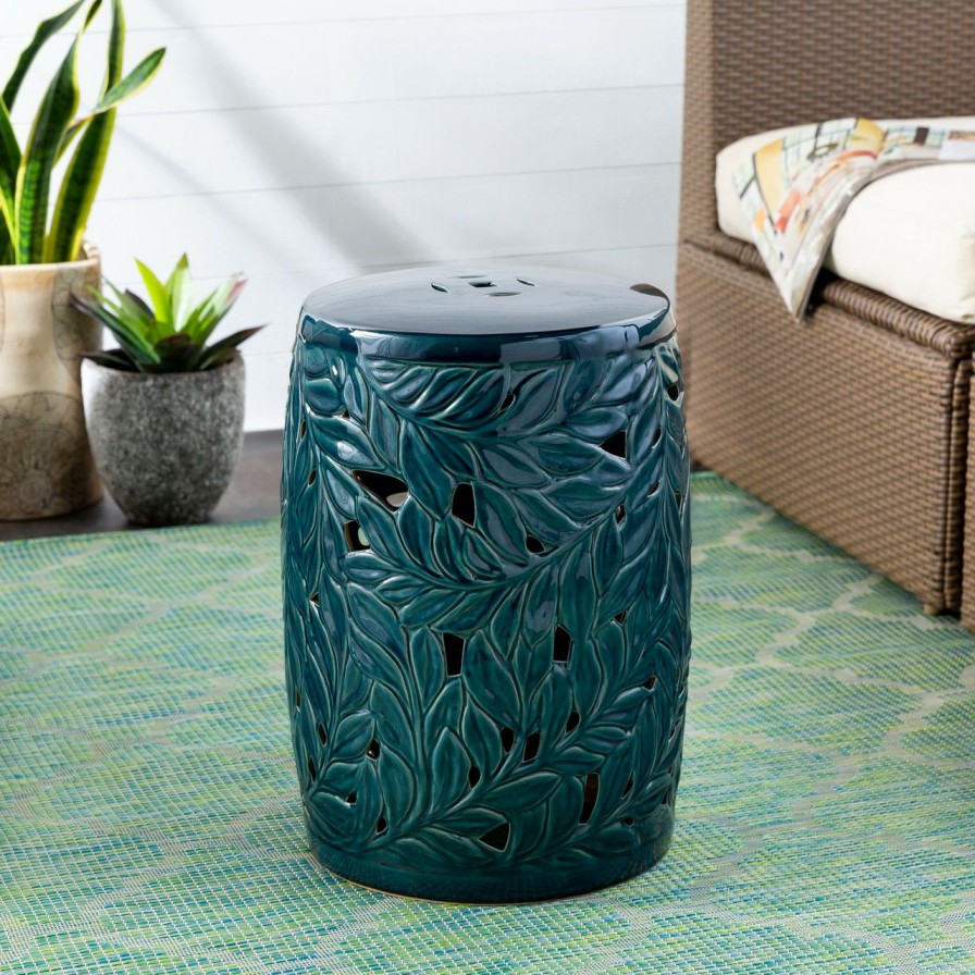 Outdoor * | Teal Acanthus Garden Stool Official