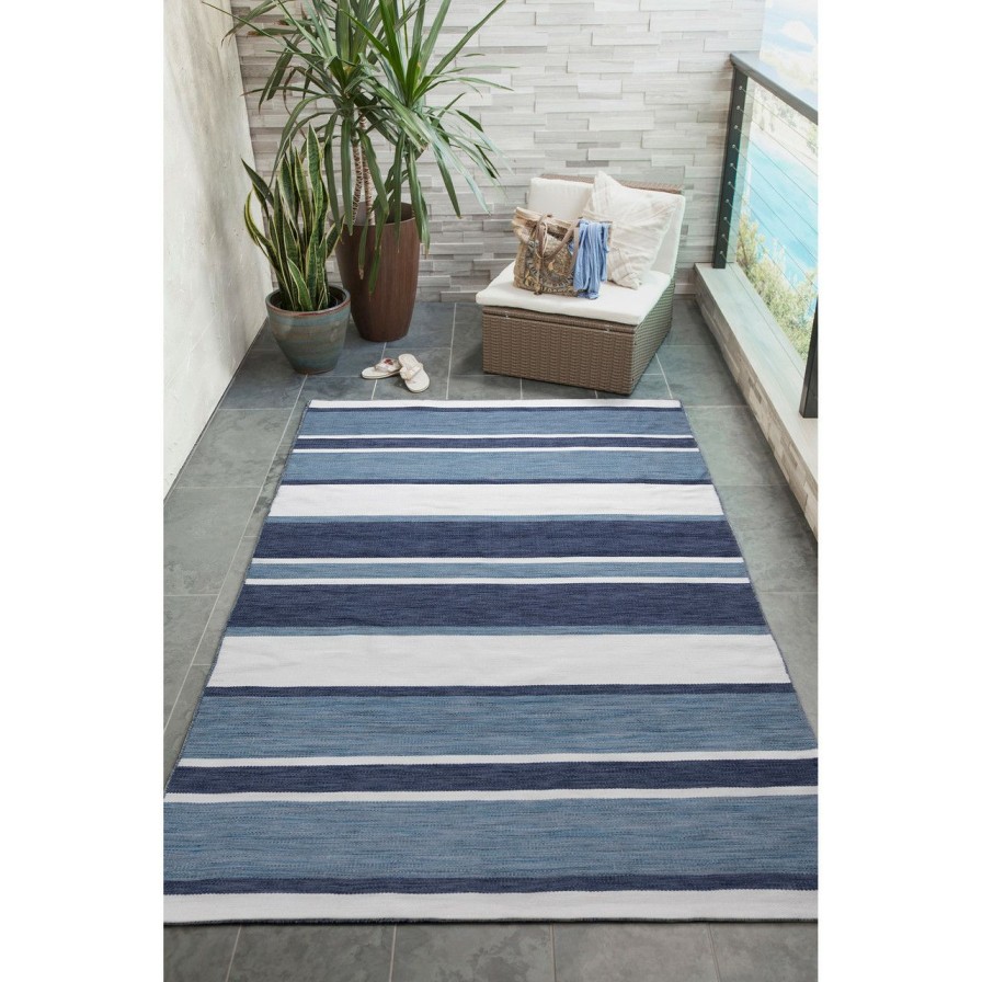 All Decor * | Boat Stripes Navy Blue Rug Official