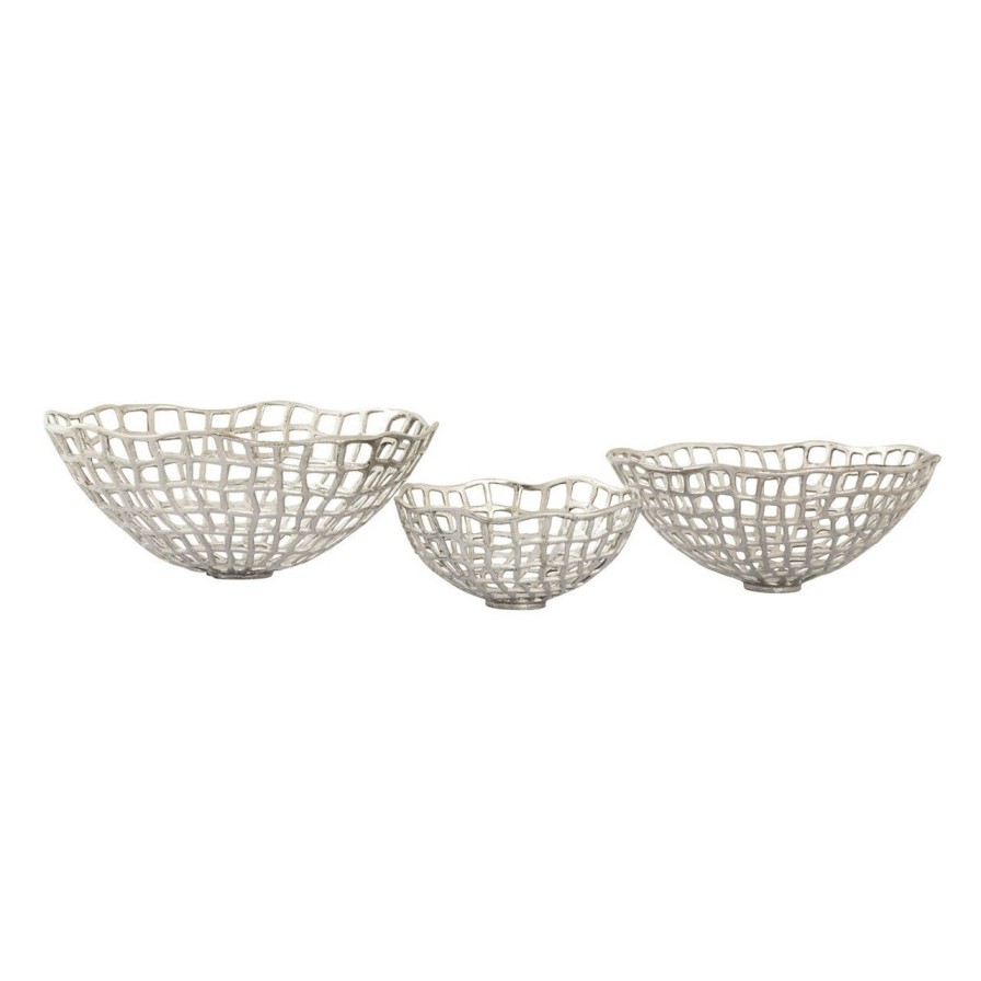 Decor * | Shoreline Weave Polished Bowls Set Of Three Cheap Online