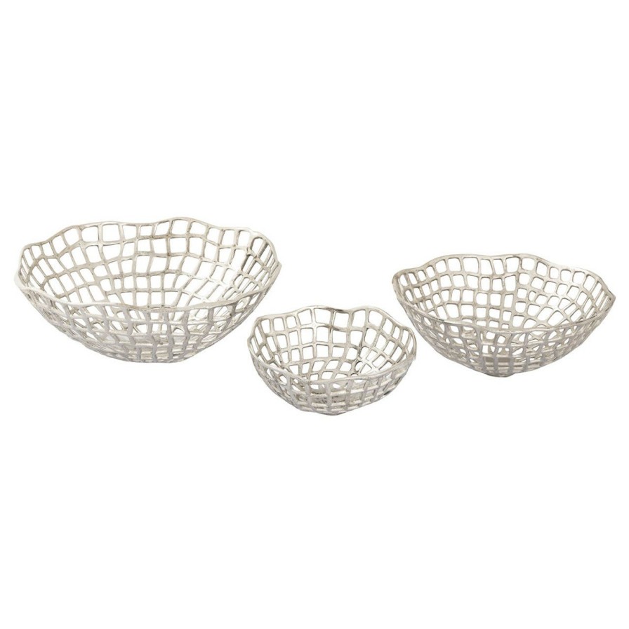 Decor * | Shoreline Weave Polished Bowls Set Of Three Cheap Online