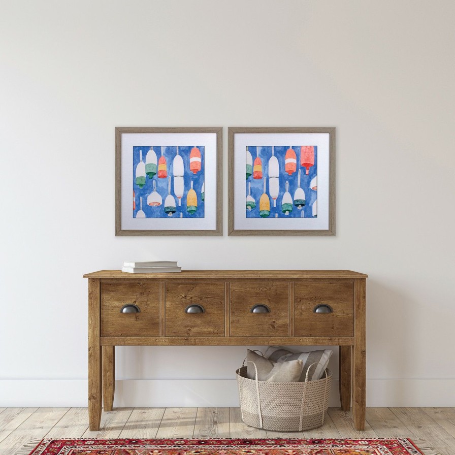 Mirrors & Art * | Salty Ocean Buoys In Driftwood Frames Set Of Two Best Sale