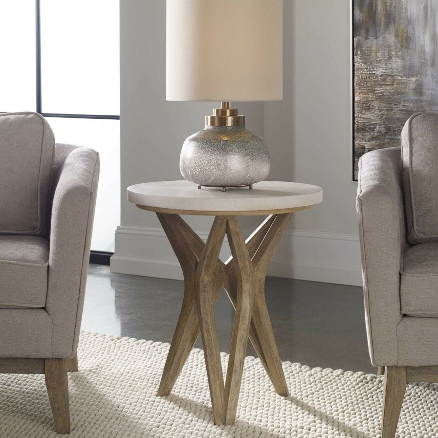 Furniture * | Marnie Limestone Accent Table Outlet