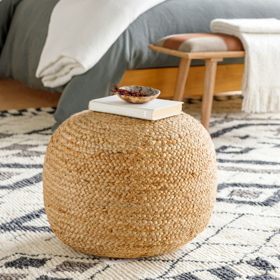 Furniture * | Natural Tropics Woven Pouf Cheap Online