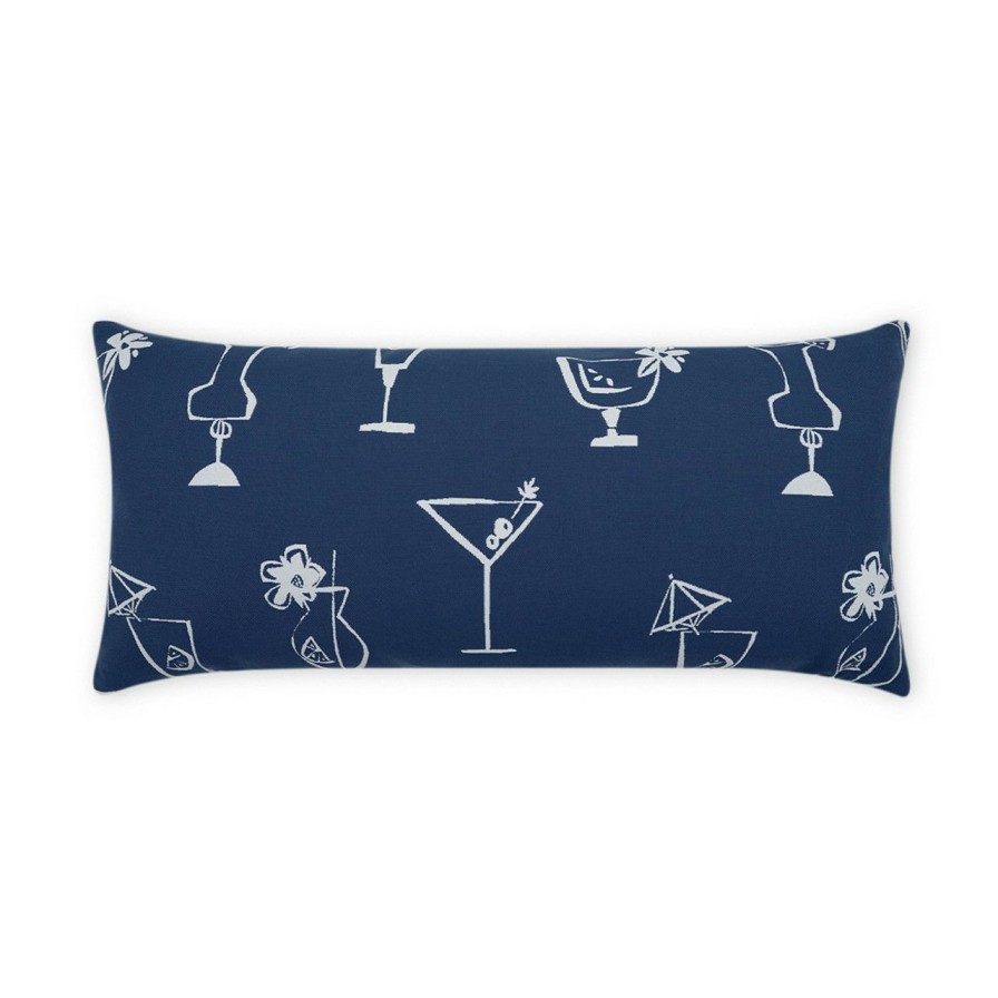 All Decor * | Dark Blue Happy Hour At The Beach Lumbar Pillow Outlet