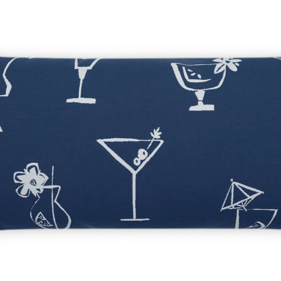 All Decor * | Dark Blue Happy Hour At The Beach Lumbar Pillow Outlet