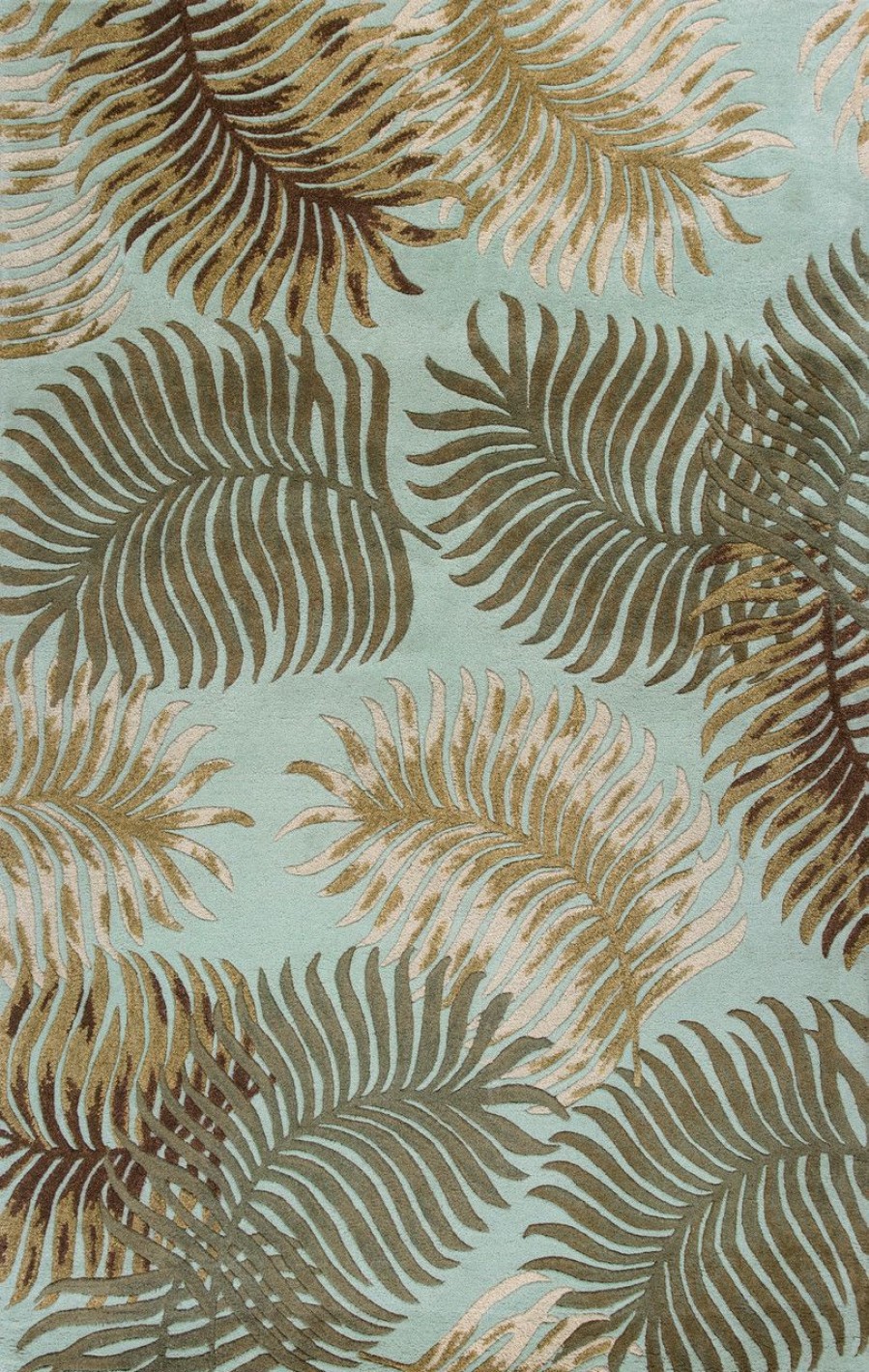 Rugs * | Aqua Tropical Fern Plush Wool Rug Sales