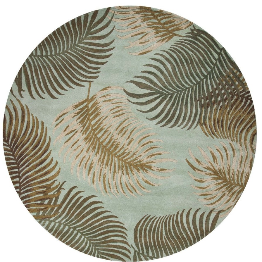 Rugs * | Aqua Tropical Fern Plush Wool Rug Sales